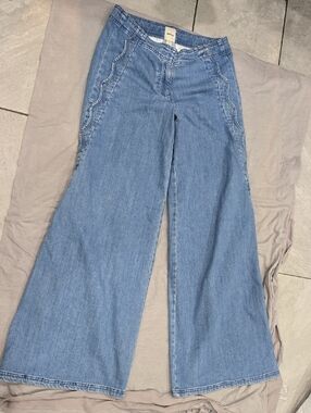 Light Blue Wide-Leg Women's Jeans (Rip On Back Leg Area)